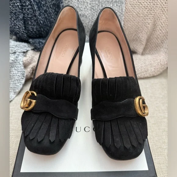 Gucci GG Marmont fringe loafers pump 7 - Picture 1 of 9